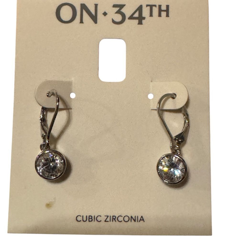 On 34th
 Cubic Zirconia Drop Earrings